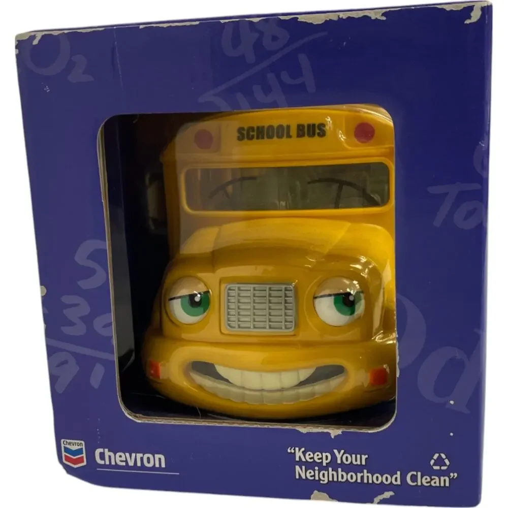 2001The Chevron Cars Sally School Bus Plastic Yellow Collectible Model Car NEW